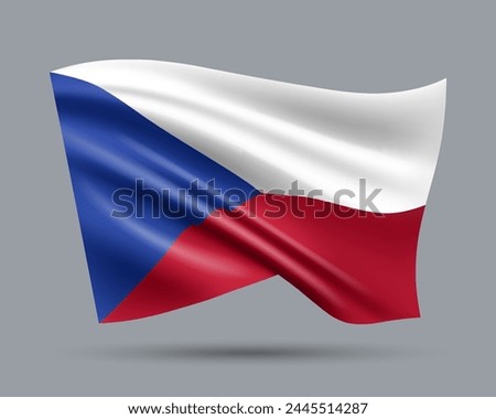 Vector illustration of 3D-style flag of Czech Republic isolated on light background. Created using gradient meshes, EPS 10 vector design element from world collection