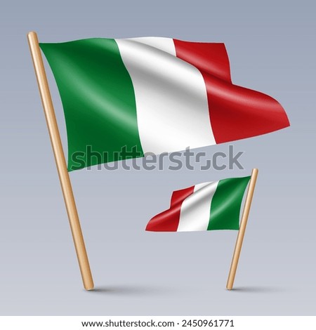 Vector illustration of two 3D-style flag icons of Italy isolated on light background. Created using gradient meshes, EPS 10 vector design elements from world collection