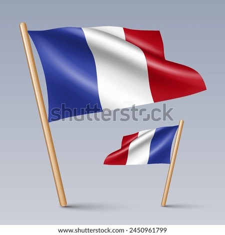 Vector illustration of two 3D-style flag icons of France isolated on light background. Created using gradient meshes, EPS 10 vector design elements from world collection