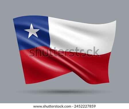 Vector illustration of 3D-style flag of Chile isolated on light background. Created using gradient meshes, EPS 10 vector design element from world collection