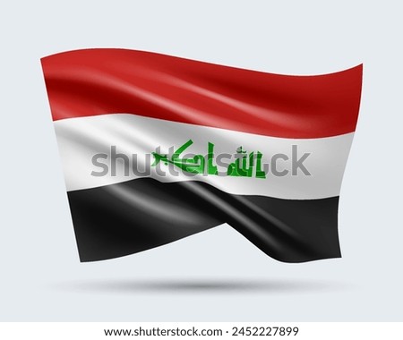 Vector illustration of 3D-style flag of Iraq isolated on light background. Created using gradient meshes, EPS 10 vector design element from world collection