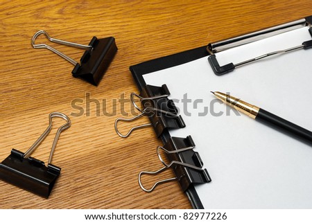 Office tools on a table.