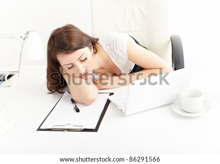 businesswoman sleep at office