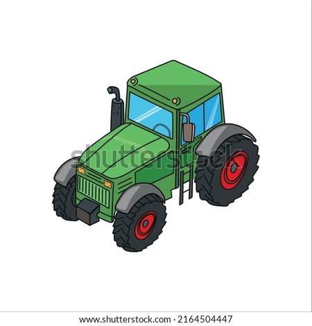 Illustration of green tractor isolated on white