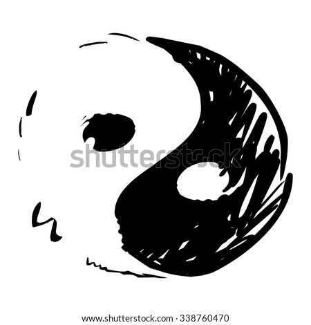 Yin And Yang Symbol, Hand Drawn Illustration - 338760470 : Shutterstock