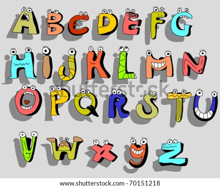 Crazy Alphabet Stock Vector Illustration 70151218 : Shutterstock