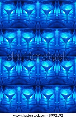 cool blue pattern: martini glass, glass blocks with jack frost wintry ice crystal patterns