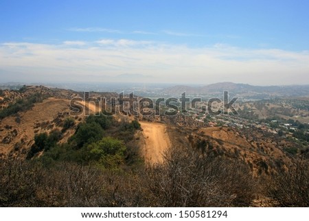 Panoramic view of suburbs from a hill side, California
