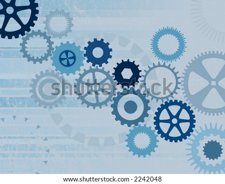 Various Blue Cogs On A Grunge Background - Vector File - 2242048 ...