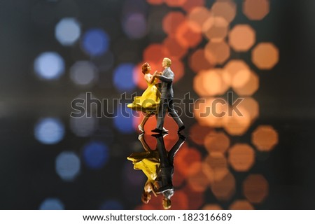 Miniature couple romantic dance