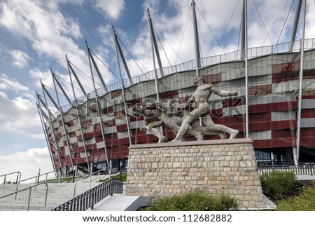 WARSAW, POLAND - SEPTEMBER 05: Entrance to National stadium, Warsaw, Poland. The stadium is the host for UEFA football Euro cup September 05, 2012.