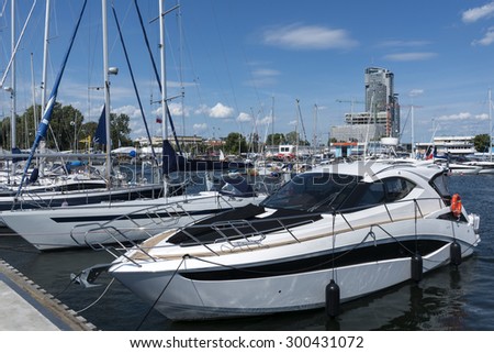 Yacht boats in marina of Gdynia - a popular holiday destination for Poles in summer.