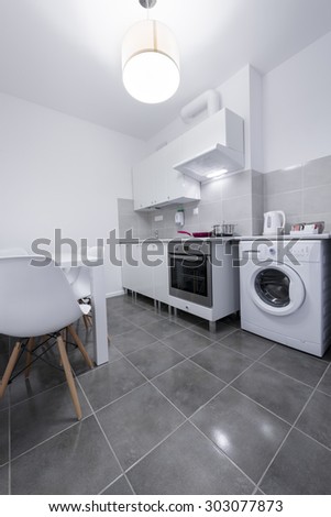 White, small and compact kitchen interior design