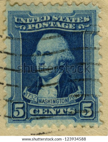 Vintage Us Stamp From 1932, George Washington 5 Cents Stock Photo ...