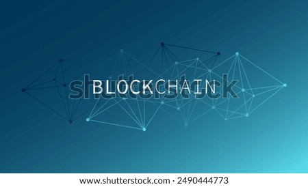 Blockchain technology. Low poly blue gradient vector background. Abstract triangle network pattern. Decentralization. Design element