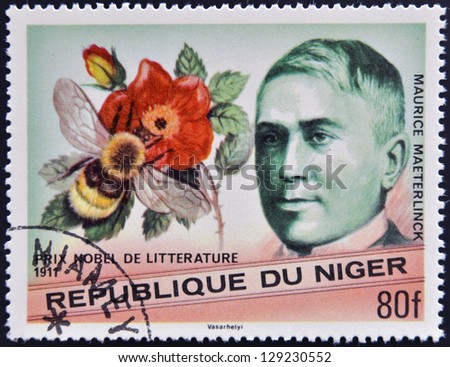 NIGER - CIRCA 1977: A stamp printed in Niger shows Nobel Prize in Literature, Maurice Maeterlinck, circa 1977