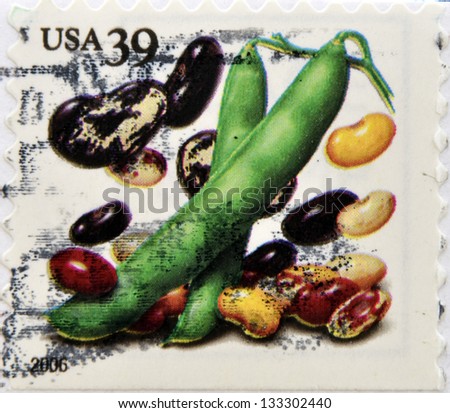 UNITED STATES OF AMERICA - CIRCA 2006: A stamp printed in USA shows beans, circa 2006