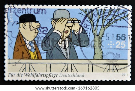 GERMANY - CIRCA 2011: A stamp printed in Germany shows a fragment of the Sketch comedy Loriot 