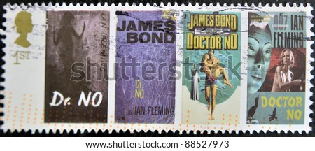 UK - CIRCA 1995 : stamp printed in UK with James Bond Agent 007 of Ian Fleming, Doctor No, circa 1995