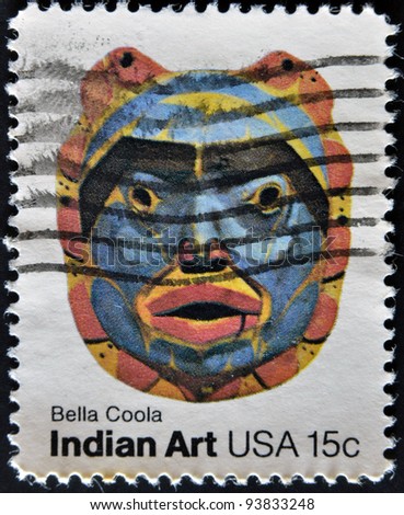 USA - CIRCA 1980 : A stamp printed in the USA shows Bella Coola, Indian Art, circa 1980