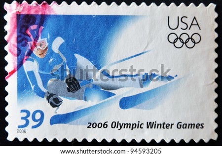 UNITED STATES - CIRCA 2006: stamp printed in USA dedicated to olympics winter games shows slalom, circa 2006