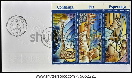 BRAZIL - CIRCA 2000: A postcard printed in Brazil dedicated to 2000 years since the birth of Jesus Christ, circa 2000