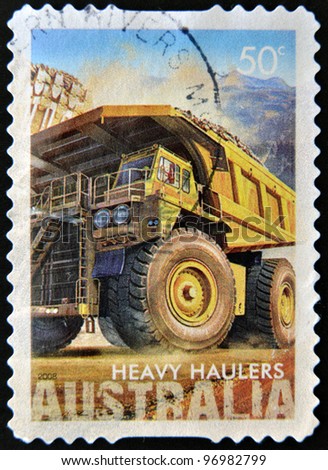 AUSTRALIA - CIRCA 2008 : a stamp printed in Australia shows heavy haulers machinery mining, CIRCA 2008