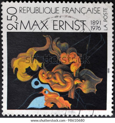 FRANCE - CIRCA 1991: A stamp printed in France shows the work \