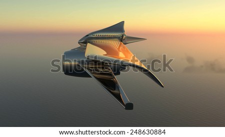 3d illustration of a prototype aircraft flying