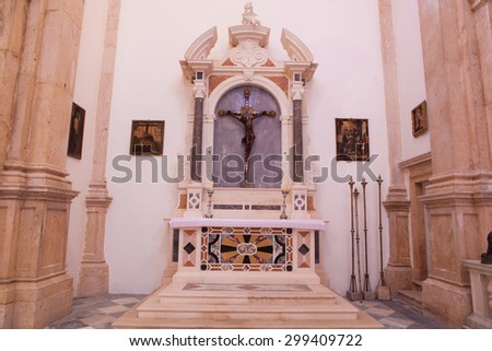 PRCANJ, MONTENEGRO - JULY 23, 2015: The Catholic Church of the Birth of the Virgin Mary in Prcanj, Montenegro, on July 23, 2015