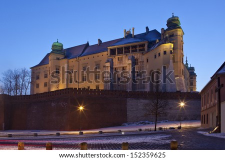 The Royal Castle on Wawel Hill in the city of Krakow in Poland.