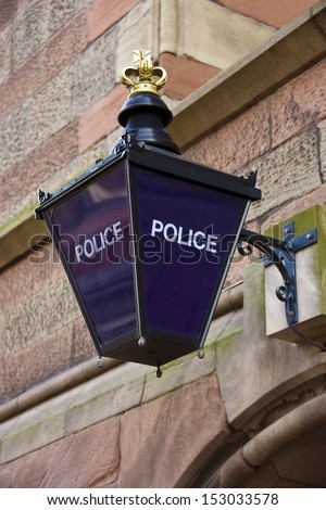 Police Station Blue Lamp in Chester city center in the county of Cheshire in northwest England