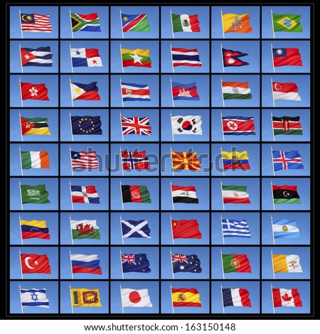 A collection of national flags from countries around the world.