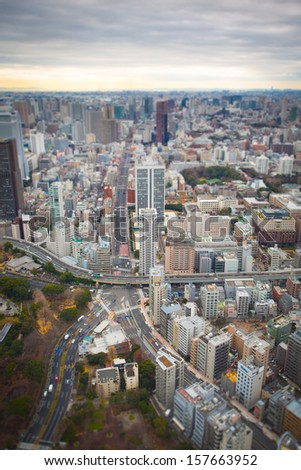Tokyo Skyline from the Tokyo Tower, aerial view of the capital of Japan
