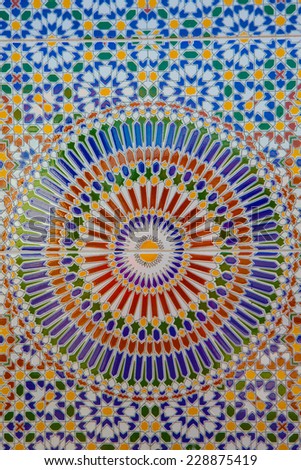 Nice detail of an islamic mosaic floor showing the beauty of Islamic art.