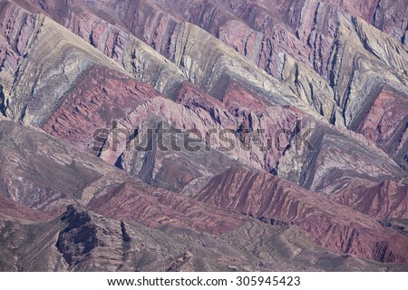 Detail of the mountain of fourteen colors, Quebrada de Humahuaca, Northern Argentina