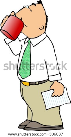 Clipart Illustration Of A Man Drinking From A Coffee Mug - 306037 ...