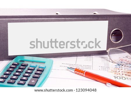 file folder with empty text box and euro money / file folder