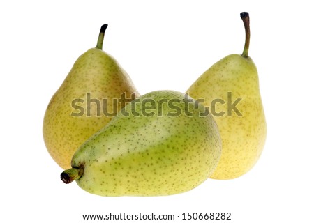 three pears isolated over a white background / pears