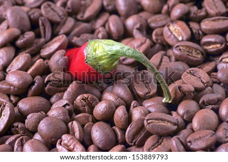 Coffee beans with chili / creative cuisine