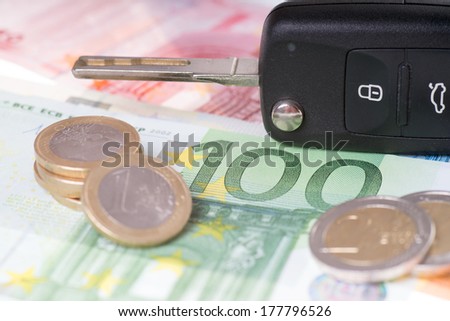 car key and euro money / Car key and money