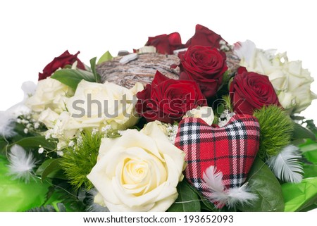 bouquet of roses with white and red roses / Roses