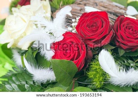 bouquet of roses with white and red roses / Roses