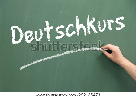 Chalkboard with the german words German Course / german course