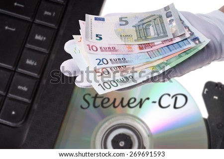 Computer with Tax evaders CD and Euro money / Tax evaders CD