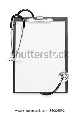 Blank Clipboard With Stethoscope Isolated With Clipping Path Stock ...