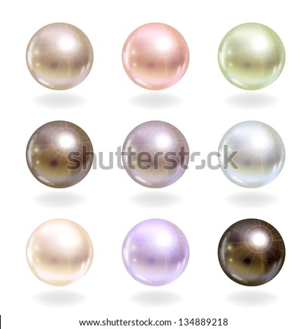 Shinyl pearls. Vector set.