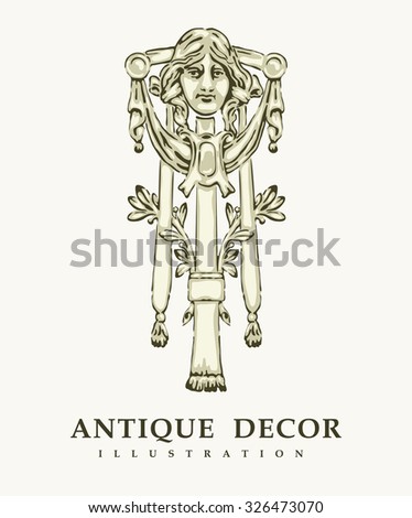 Classical antique decor with female portrait. Vector illustration.
