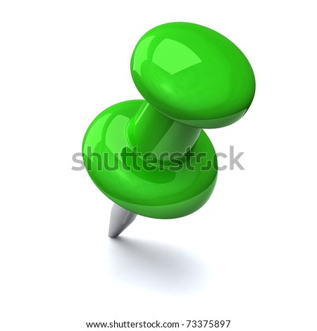 Green Push Pin On White Stock Photo 73375897 : Shutterstock