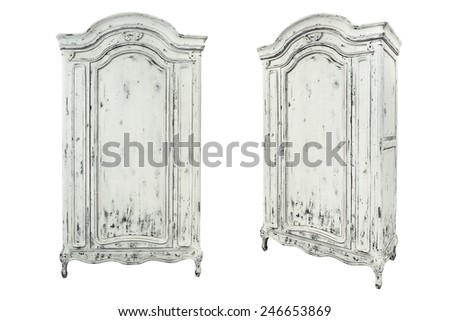 Old cupboard isolated on white.